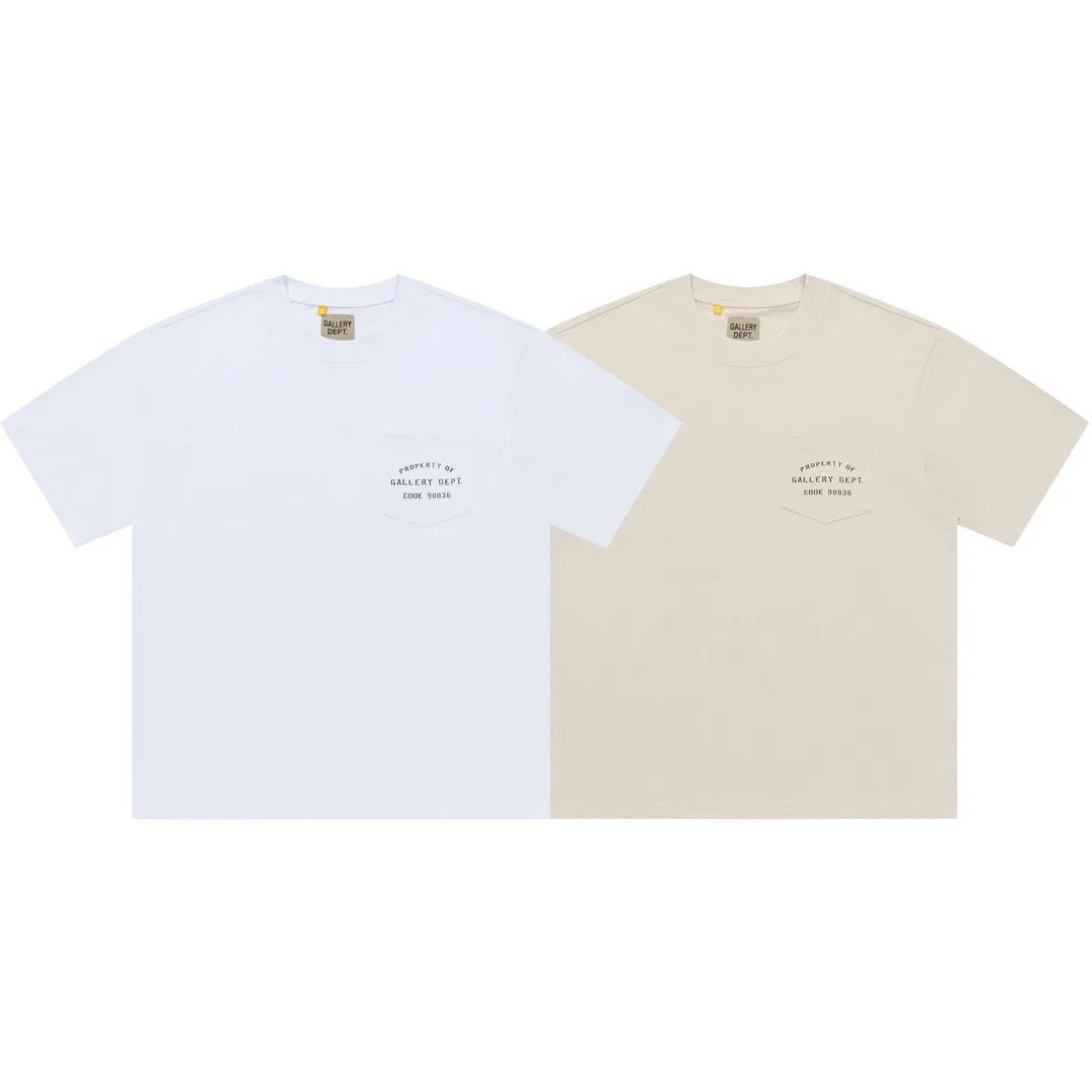 Model D140 Gallery dept American fashion brand pocket print high street short-sleeved T-shirt, front pocket ten print. Shrunk and shaped, soft, comfortable and breathable, no pilling, no fading and no deformation, S to XL, p106
